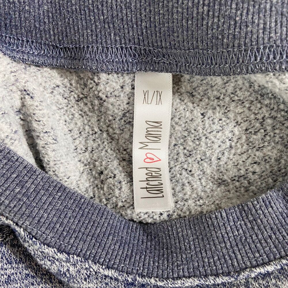Latched Mama Nursing Pullover Size XL Heather Blue Poly-Cotton Fleece Pockets - Picture 3 of 3